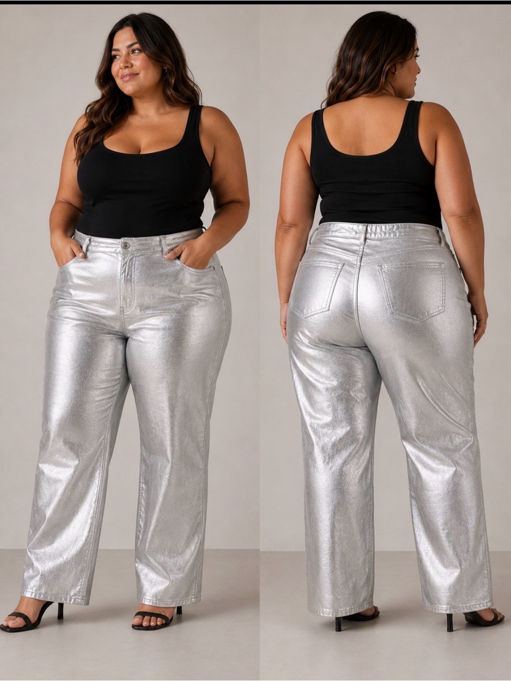 Abercrombie & Fitch Metallic Silver Straight-Leg Jeans